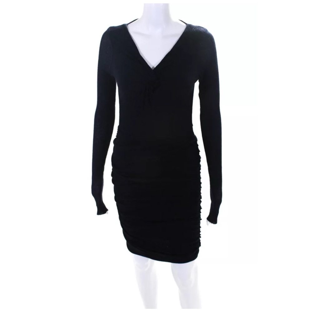 Maje Tight-Knit Long Sleeve Ruched Sweater Dress in Navy, Size 1 (S) Retail $345